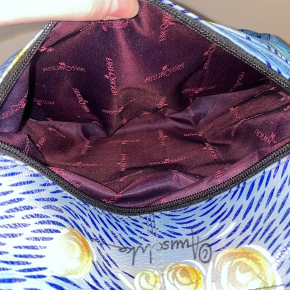 Anuschka Hand Painted Leather A Starry Night Purse w Matching Wallet - Picture 5 of 10